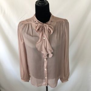 Ann Taylor - Tie Front Sheer Blouse